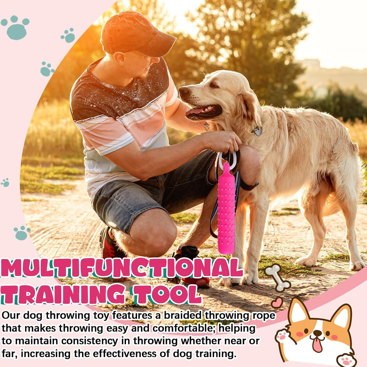 Pink Dog Bumper Toy Training Dummy, 4 Pcs