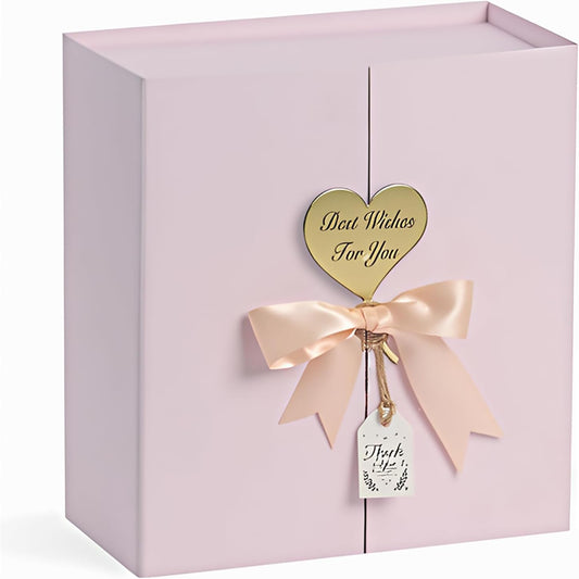 7x7x3 Inch Pink Gift Boxes with Lids, Small Pink Gift Box with Ribbon Card Fancy Gift Wrap Boxes for Anniversary, Bridal Showers, Weddings, Girlfriend, Bridesmaids Gifts, Mother's day
