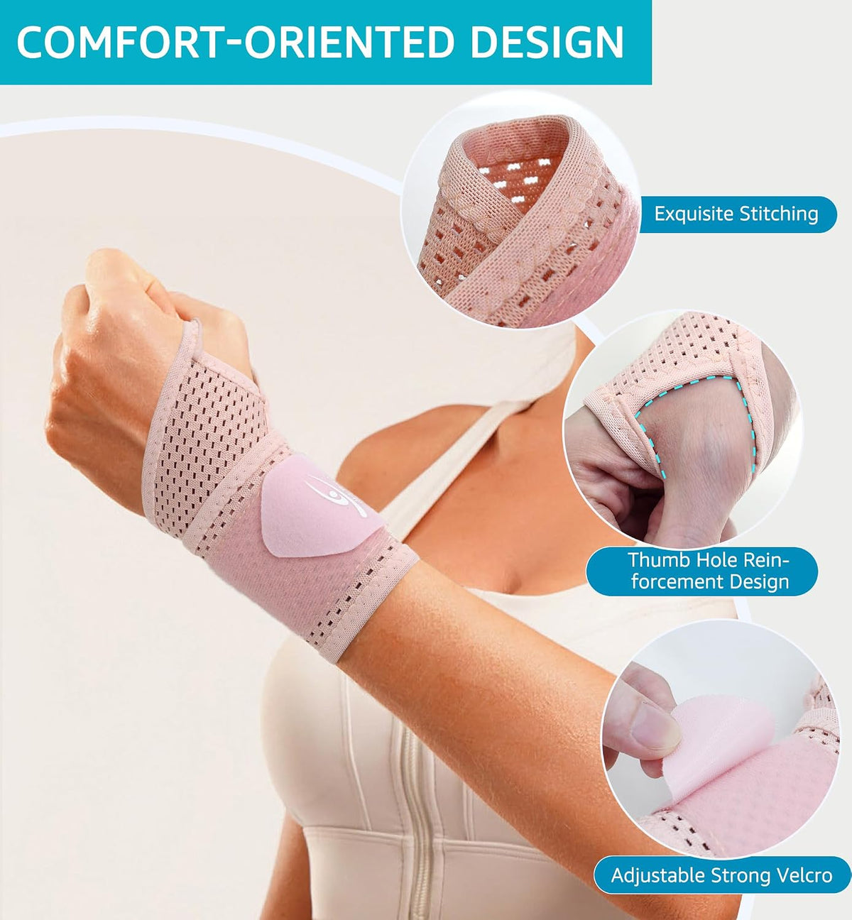 2-Pack Ultra-Thin Mesh Wrist Wraps - Breathable, Adjustable Wrist Support for Workouts & Daily Use - Unisex Wrist Brace for Pain Relief, Tendonitis, Carpal Tunnel - One Size Fits All (Pink)