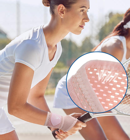 2-Pack Ultra-Thin Mesh Wrist Wraps - Breathable, Adjustable Wrist Support for Workouts & Daily Use - Unisex Wrist Brace for Pain Relief, Tendonitis, Carpal Tunnel - One Size Fits All (Pink)