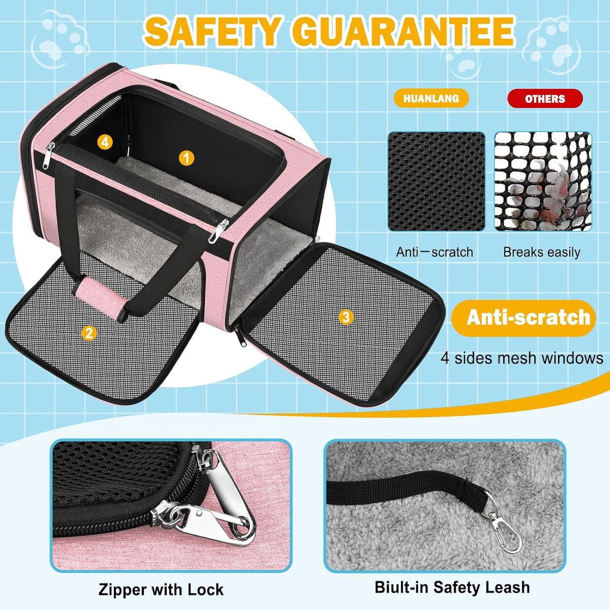 Large Cat Carrier Soft Sided Travel Pet Carrier Airline Approved
