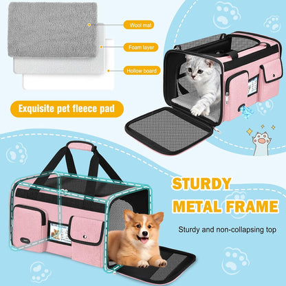 Large Cat Carrier Soft Sided Travel Pet Carrier Airline Approved