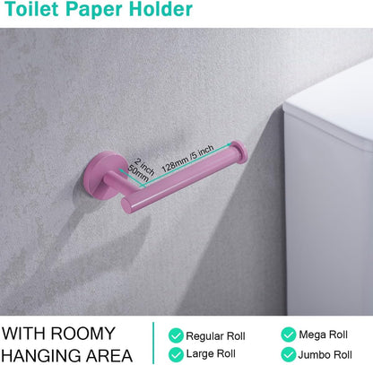 Pink Toilet Paper Holder -Sturdy Round Toilet Paper Holder Wall Mount for Bathroom, Premium SUS 304 Stainless Steel Toilet Paper Roll Holder,Drilling,Pink,96006-6PK