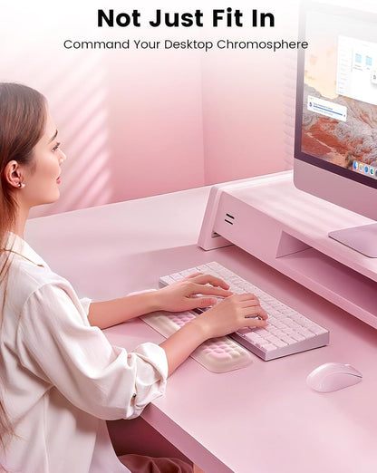 Keyboard Wrist Rest, Ergonomic Keypad Support, Soft Memory Foam Hand Rest Pad for Typing Comfort, Computer Desk Accessory for Hand Palm Pain Relief, Laptop Office Home School Women Girl Pink