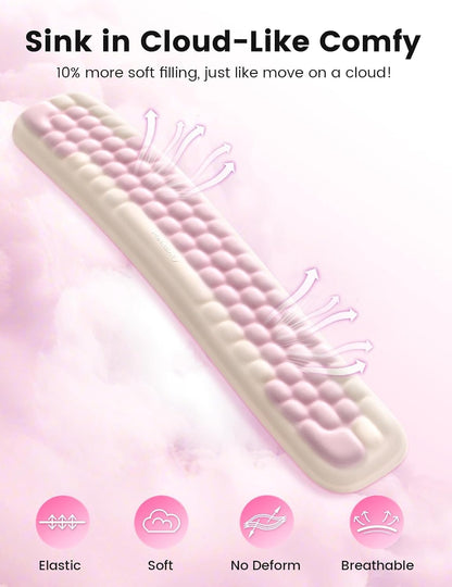Keyboard Wrist Rest, Ergonomic Keypad Support, Soft Memory Foam Hand Rest Pad for Typing Comfort, Computer Desk Accessory for Hand Palm Pain Relief, Laptop Office Home School Women Girl Pink