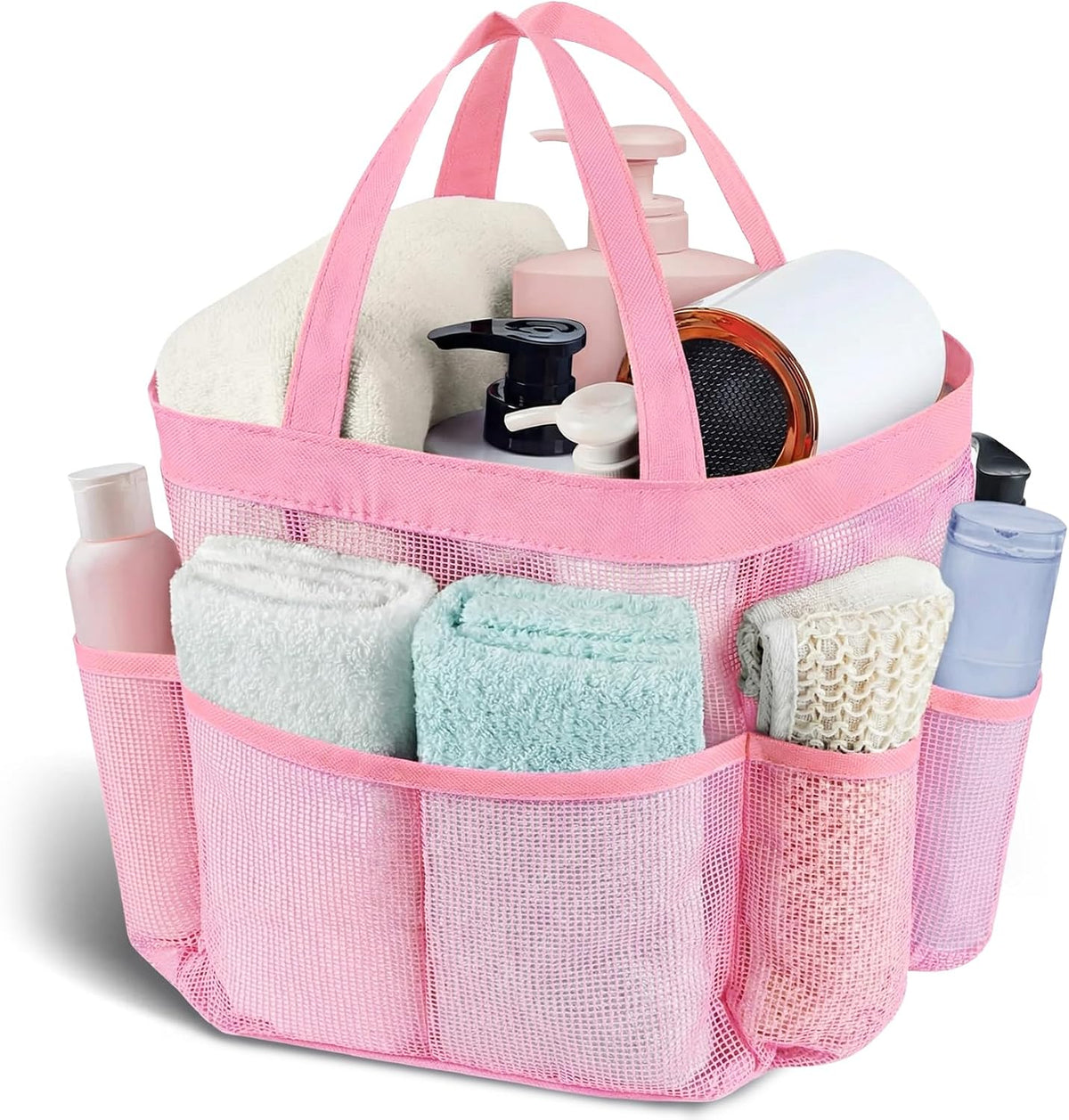 Mesh Shower Caddy Portable - 9 Pockets, Shower Bag for Dorm Room Camping