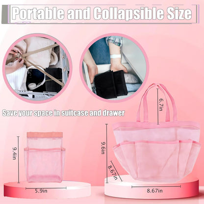 Mesh Shower Caddy Portable - 9 Pockets, Shower Bag for Dorm Room Camping
