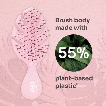 Go Green Mini Detangler, Pink - Detangling Travel Hair Brush - Ultra-Soft IntelliFlex Bristles Glide Through Tangles & Gently Loosens Knots While Minimizing Pain, Split Ends & Breakage