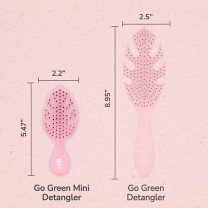 Go Green Mini Detangler, Pink - Detangling Travel Hair Brush - Ultra-Soft IntelliFlex Bristles Glide Through Tangles & Gently Loosens Knots While Minimizing Pain, Split Ends & Breakage