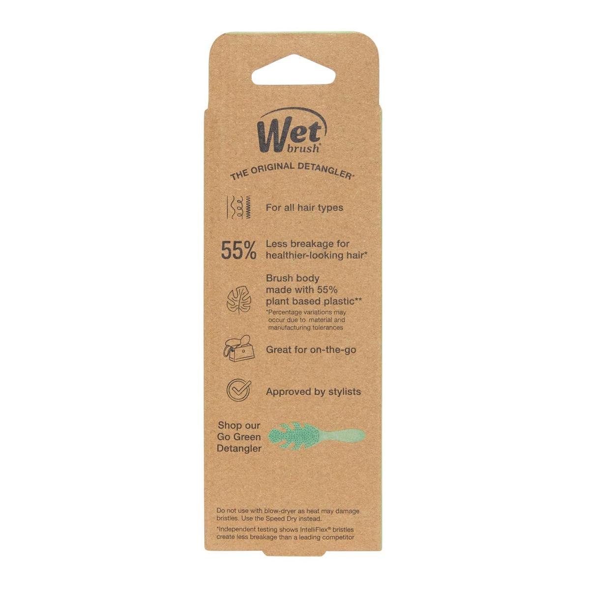 Go Green Mini Detangler, Pink - Detangling Travel Hair Brush - Ultra-Soft IntelliFlex Bristles Glide Through Tangles & Gently Loosens Knots While Minimizing Pain, Split Ends & Breakage