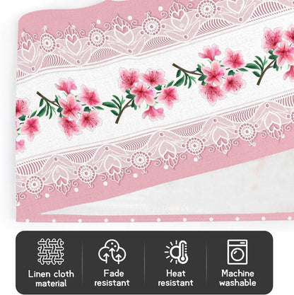 Light Pink Printed Lace Floral Spring Table Runner, 13x72 Inch