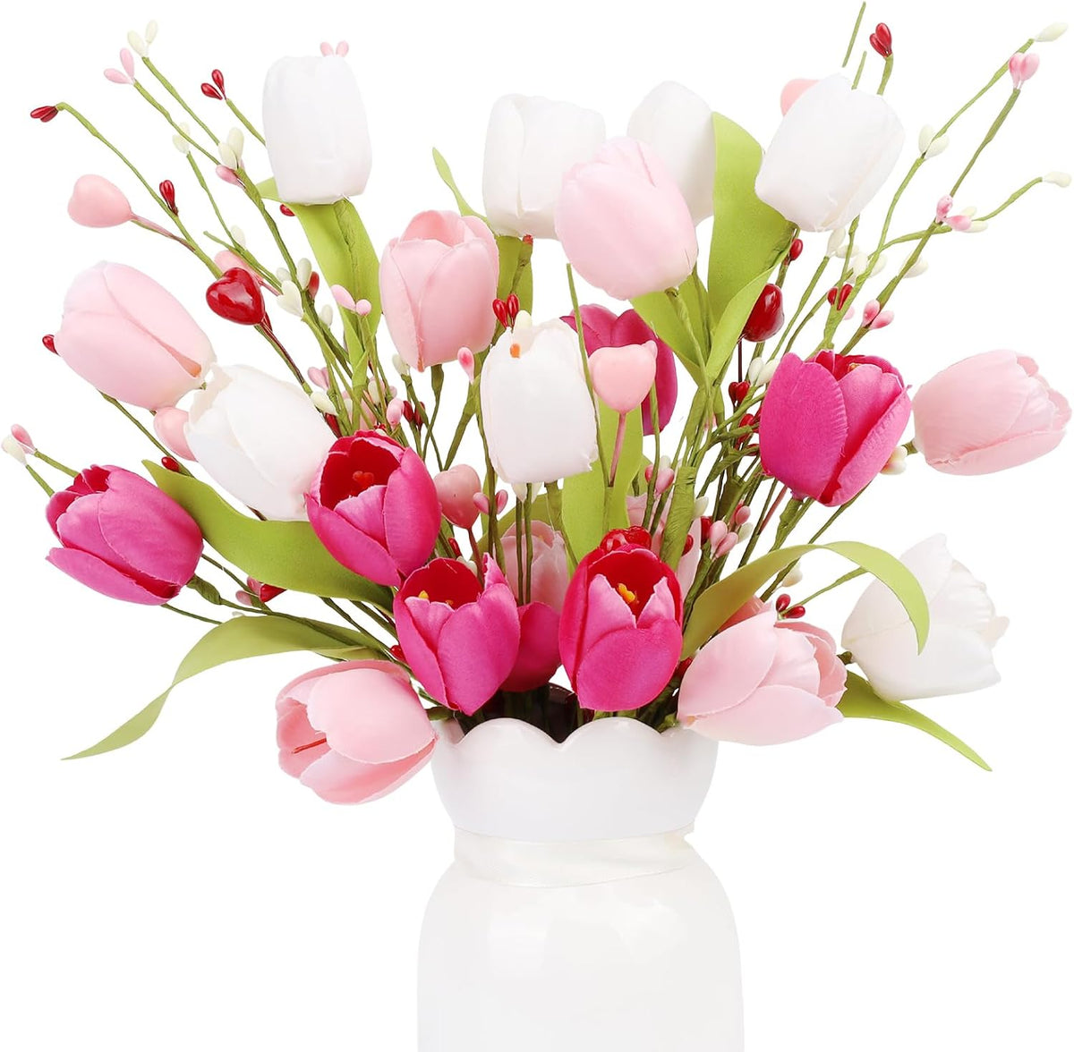 4Pcs Artificial Tulips Flower Stems for Valentine’s Day Anniversary Decor