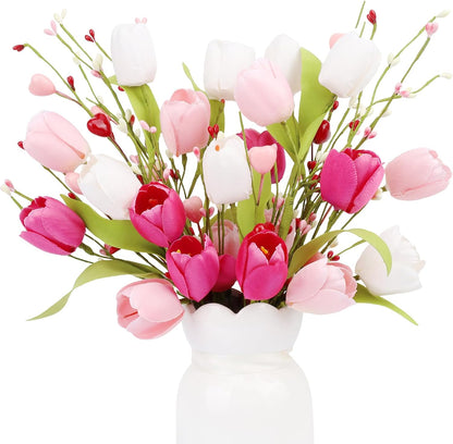 4Pcs Artificial Tulips Flower Stems for Valentine’s Day Anniversary Decor