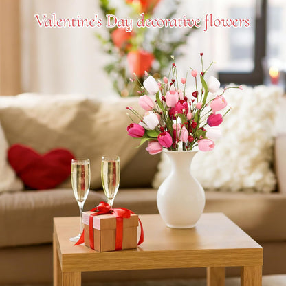 4Pcs Artificial Tulips Flower Stems for Valentine’s Day Anniversary Decor