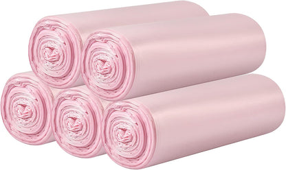 5 Rolls Small Trash Bags - 100 Counts 4 Gallon Small Garbage Bags (Pink)