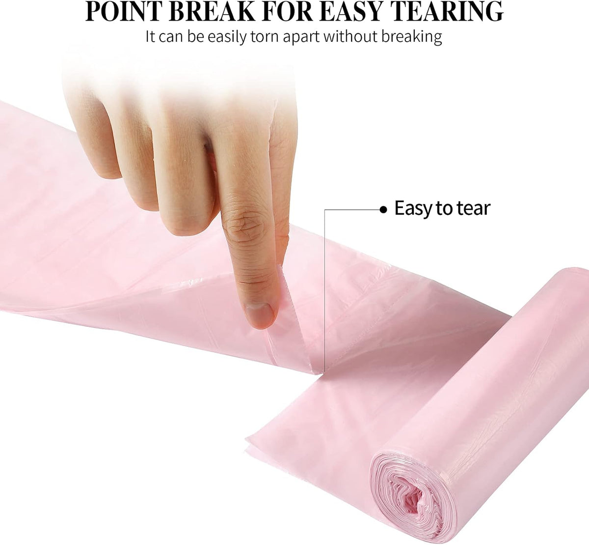 5 Rolls Small Trash Bags - 100 Counts 4 Gallon Small Garbage Bags (Pink)