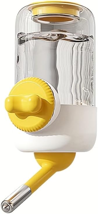 GPY Pet Water Dispenser for Cage, Automatic Hanging Rabbit Water Bottle, 30oz/900ml Large Capacity Guinea Pig Bunny Water Dispenser Small Animal Water Bottle（Water Dispenser only, Yellow