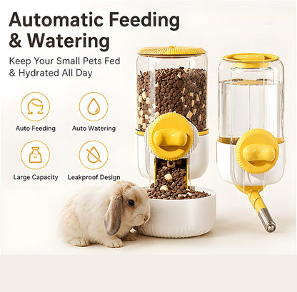 GPY Pet Water Dispenser for Cage, Automatic Hanging Rabbit Water Bottle, 30oz/900ml Large Capacity Guinea Pig Bunny Water Dispenser Small Animal Water Bottle（Water Dispenser only, Yellow