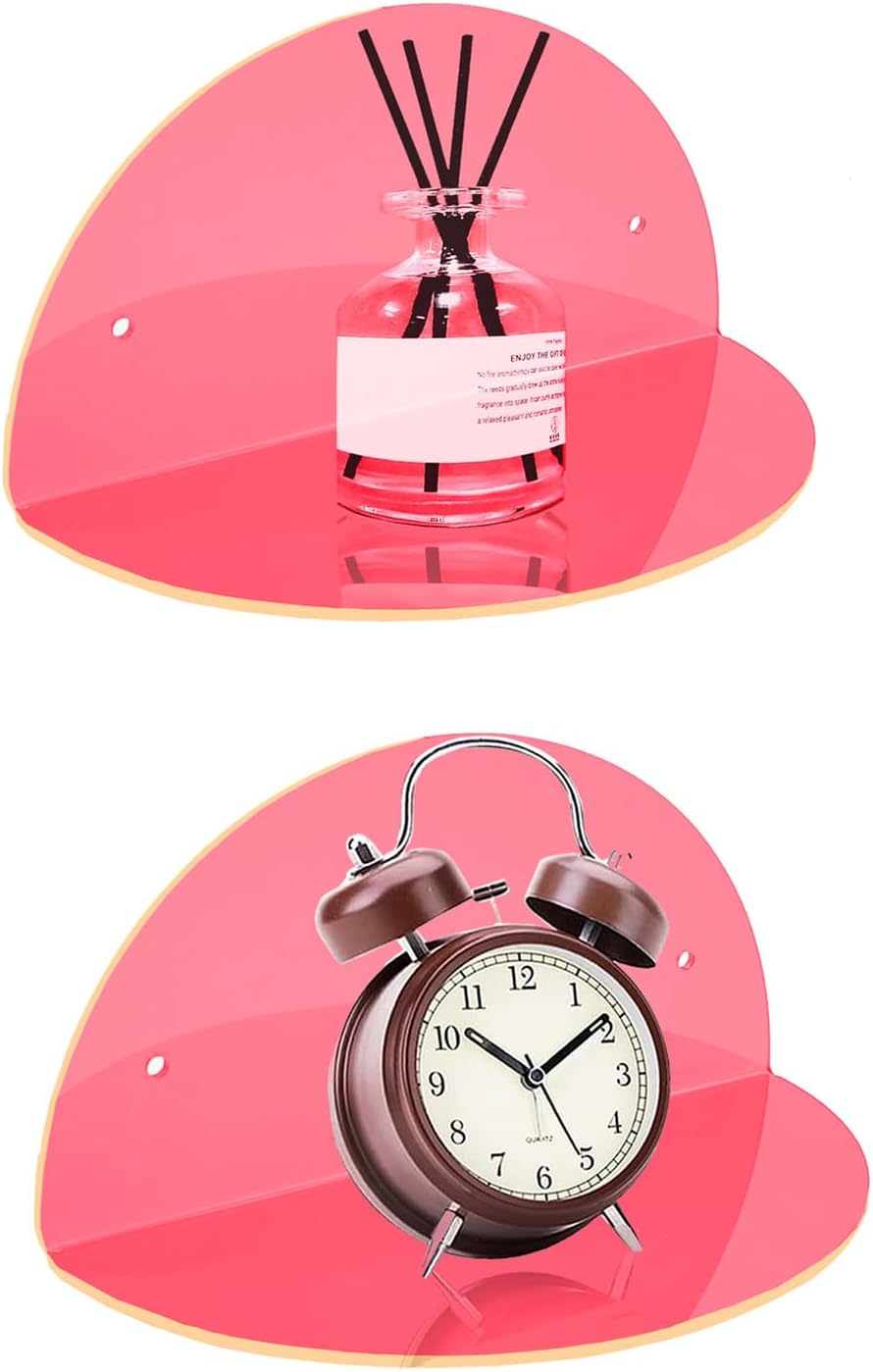 2-Pack Small Acrylic Shelves Room Decor Floating Shelves, Pink