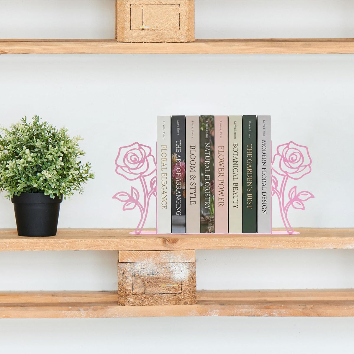 Metal Rose Flower Bookends – Novelty Book Ends with Rose Design
