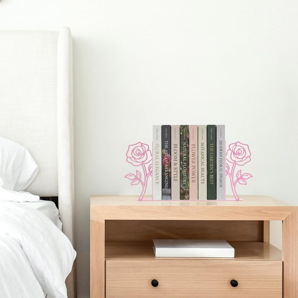 Metal Rose Flower Bookends – Novelty Book Ends with Rose Design