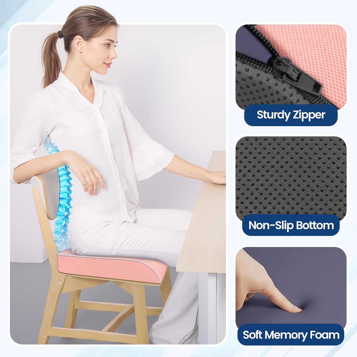 Seat Cushion, Chair Pad, Memory Foam Tailbone Pain Relief