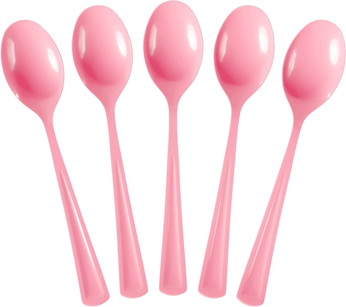 Party Solids Pink Plastic Spoons 100 Pieces Pink Spoons Disposable Utensils Heavy Duty Plastic Cutlery Set Disposable Cutlery Sets Flatware Sets Silverware Set Party Supplies & Party Tableware