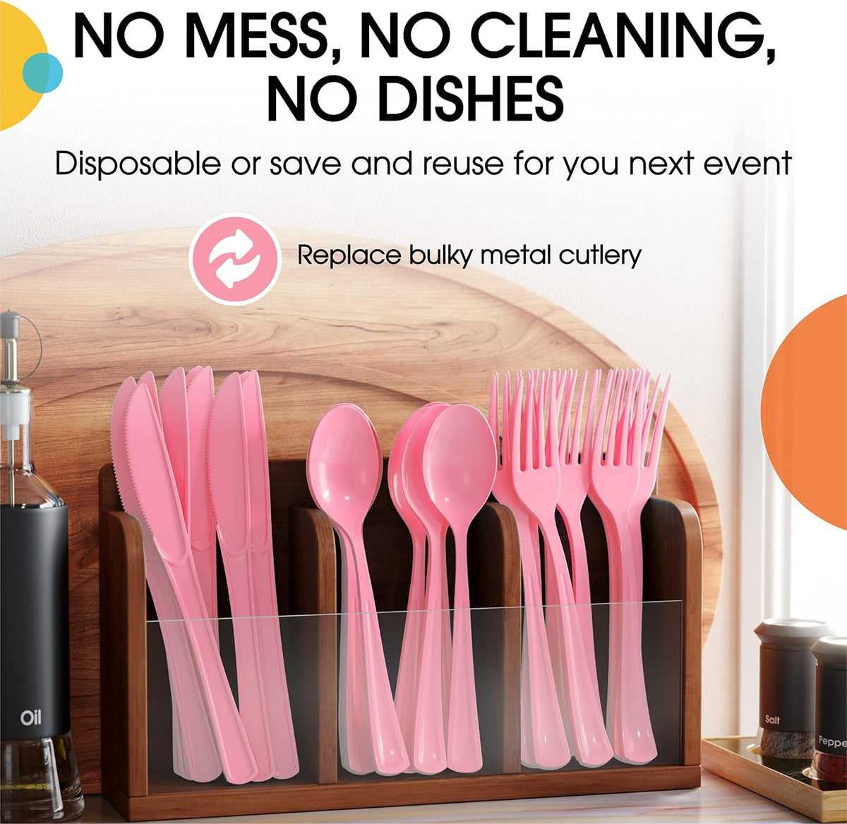 Party Solids Pink Plastic Spoons 100 Pieces Pink Spoons Disposable Utensils Heavy Duty Plastic Cutlery Set Disposable Cutlery Sets Flatware Sets Silverware Set Party Supplies & Party Tableware