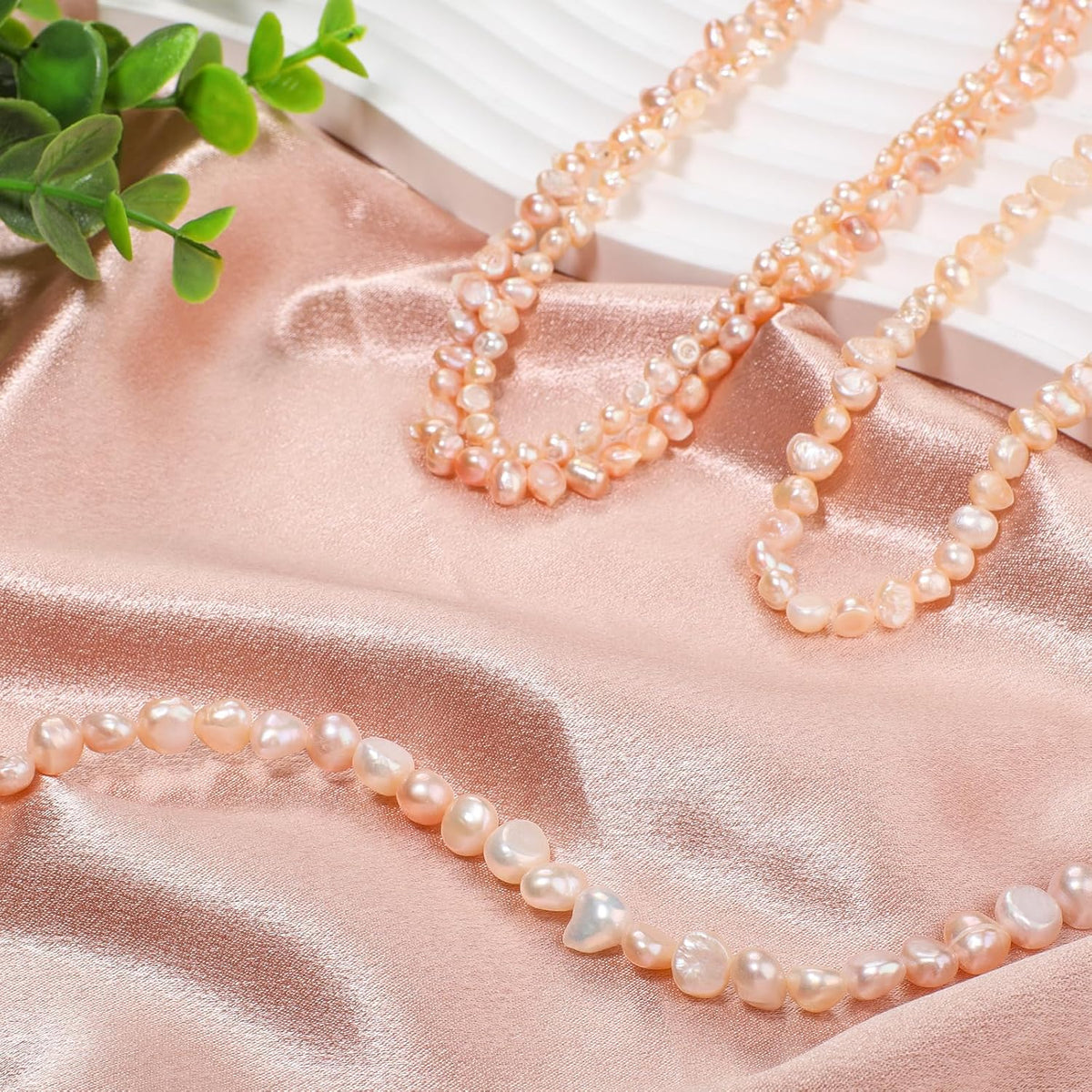 40pcs Natural Freshwater Pearl Beads, 7-8mm Peach Blush Irregular Pearls Beads for Jewelry Making, Crafting, DIY Bracelets and Necklaces