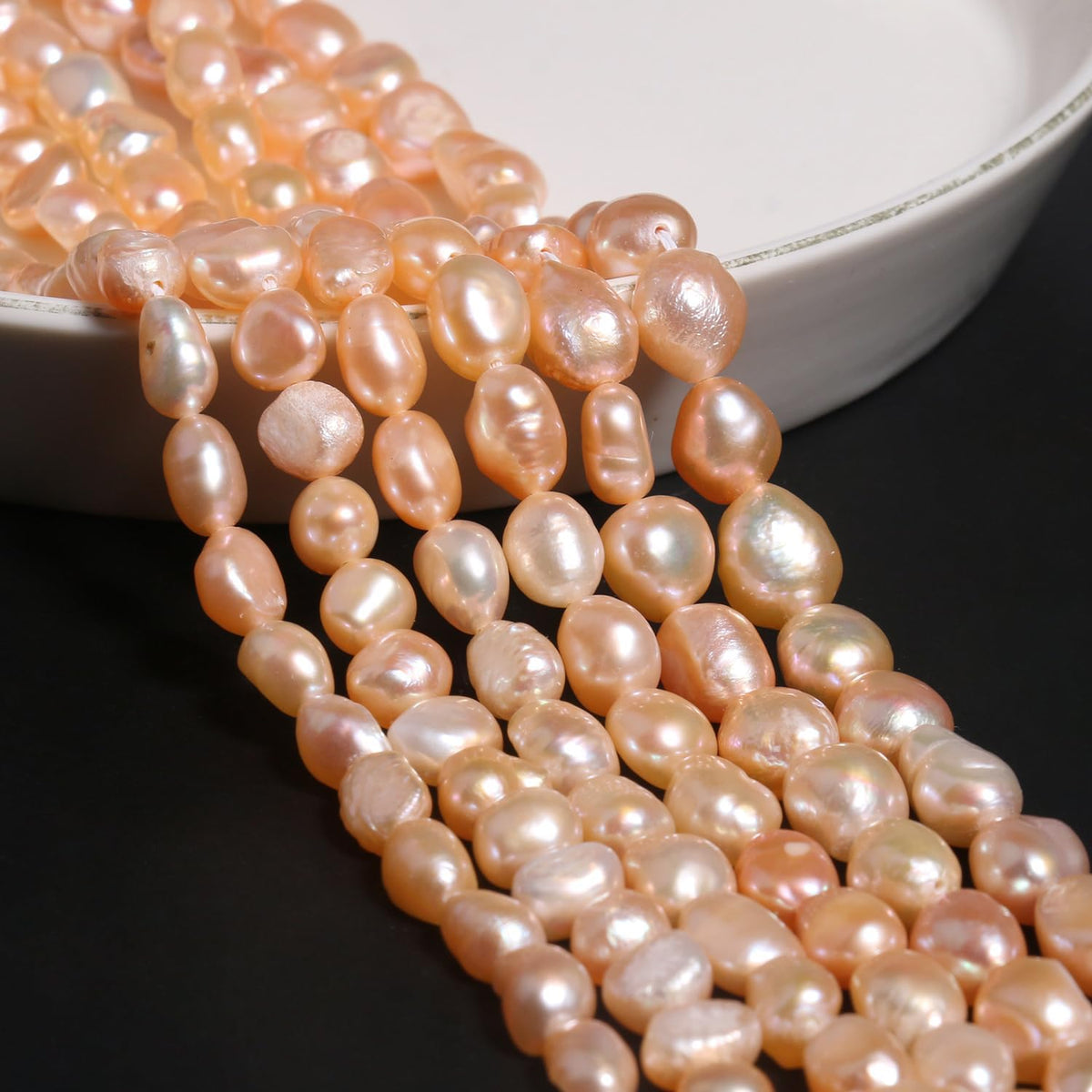 40pcs Natural Freshwater Pearl Beads, 7-8mm Peach Blush Irregular Pearls Beads for Jewelry Making, Crafting, DIY Bracelets and Necklaces