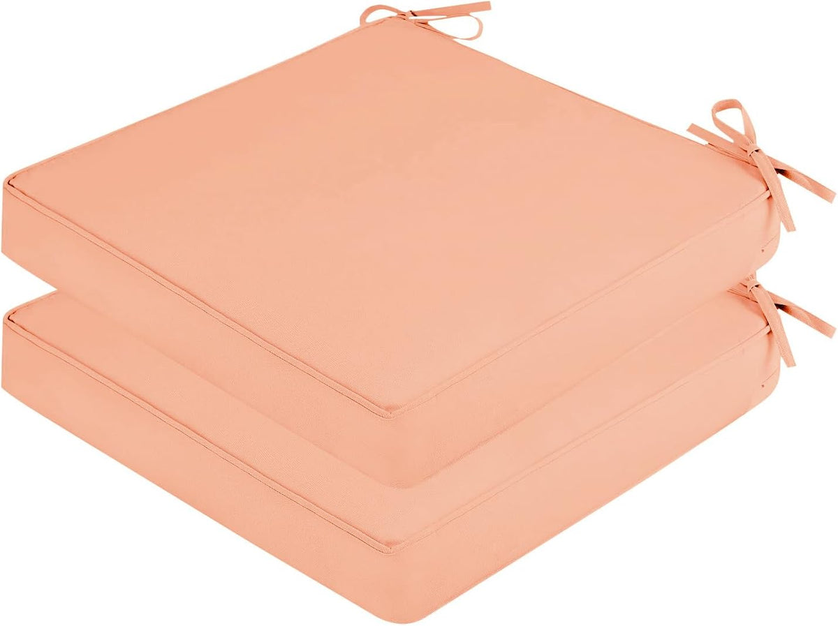 UV-Protected Outdoor Chair Cushions Set of 2, Peach Pink, 20“x20 x1