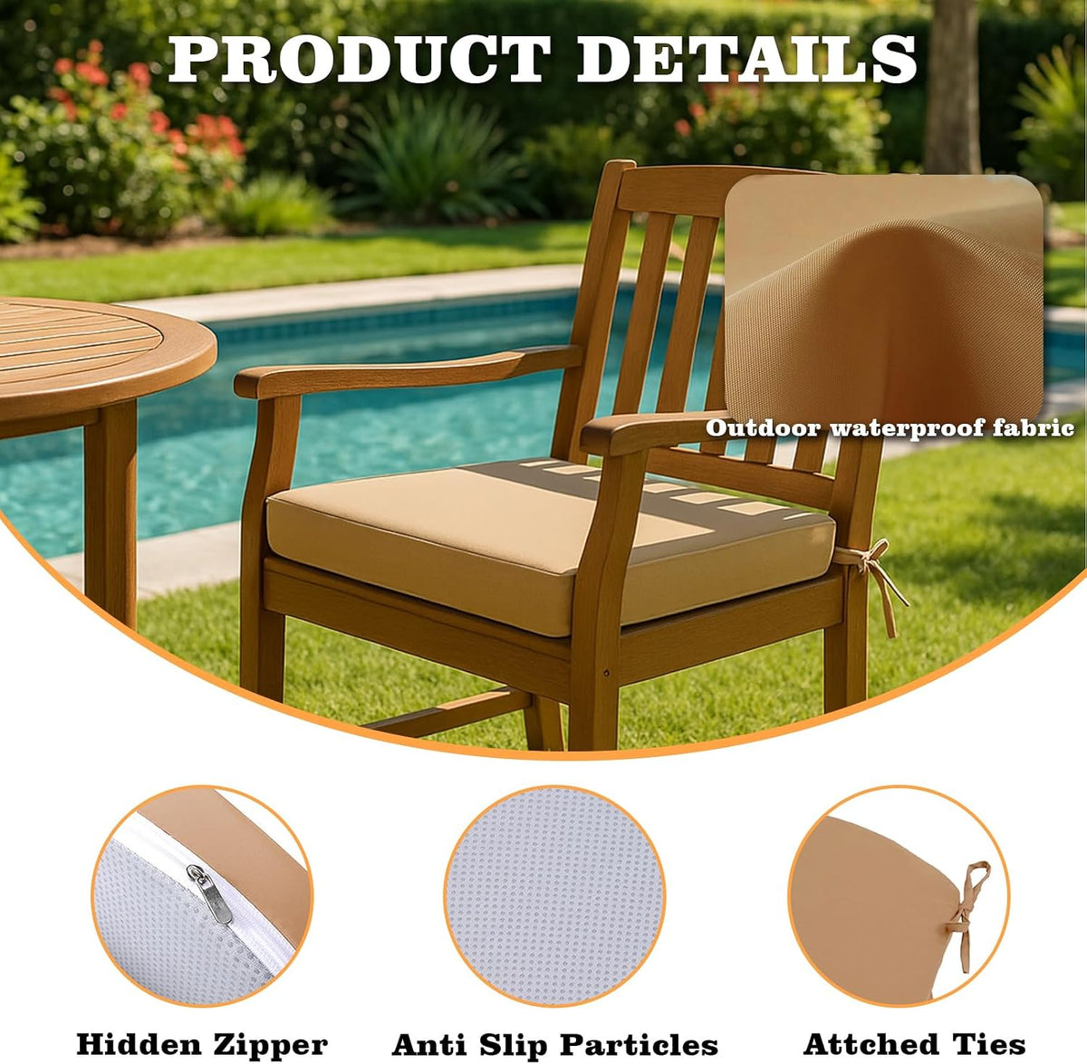 UV-Protected Outdoor Chair Cushions Set of 2, Peach Pink, 20“x20 x1