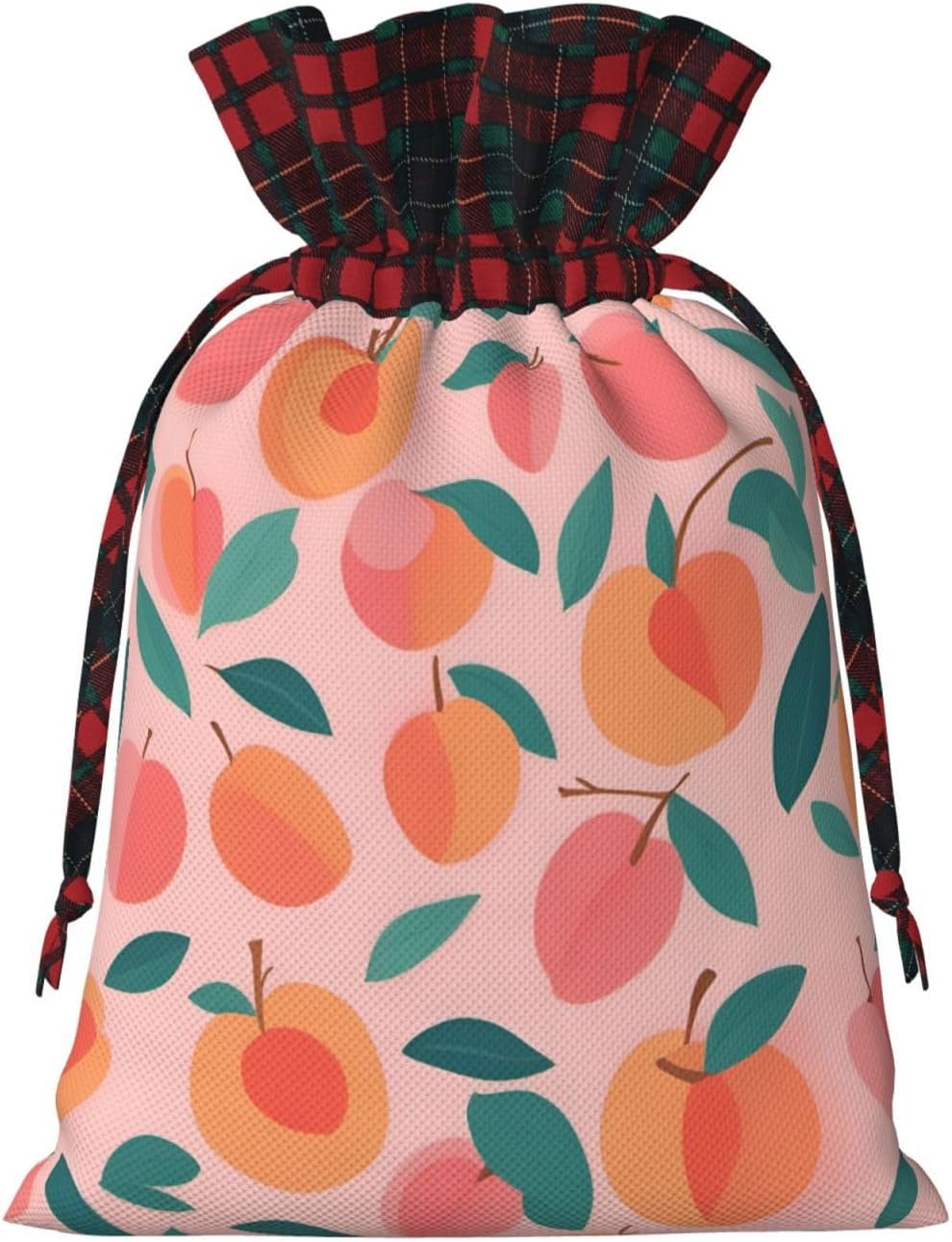 Pink Peach Pattern Seamless Pattern Printing Xmas Drawstring Gift Bag Reusable Bags For Christmas Wedding Holiday Wrapping Needs