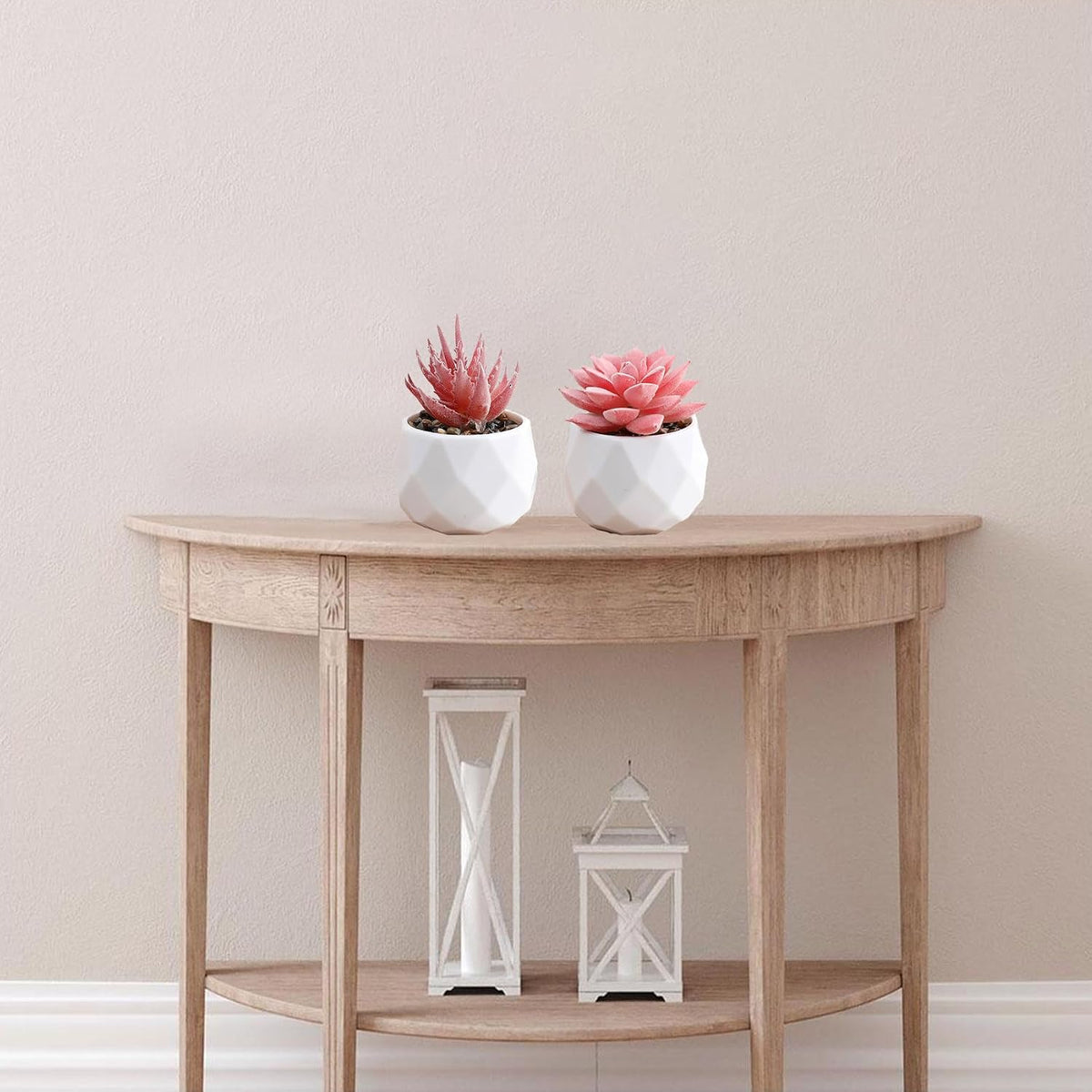 2 Pcs Succulents Plants Artificial with Pot Small Fake Potted Plants Artificial Decor Pink Faux Plants for Living Room Bedroom Office Desk Bookshelf Bathroom Decor Artificial Plants