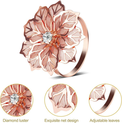 Rose Gold Flower Napkin Rings Set of 20 for Thanksgiving Christmas