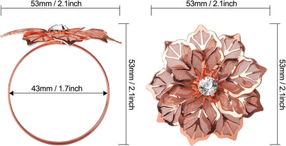 Rose Gold Flower Napkin Rings Set of 20 for Thanksgiving Christmas