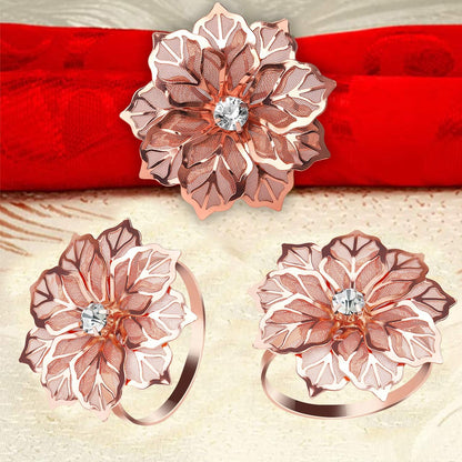 Rose Gold Flower Napkin Rings Set of 20 for Thanksgiving Christmas