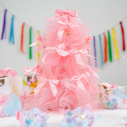 Baby Pink Satin Ribbon Bows 3.5" Light Pink Pretied Twist Tie Bows for Treat Bags Cake Pop Gift Wrapping Basket Wedding Favors Cookie Candy Bagging Baby Shower - 50 Counts
