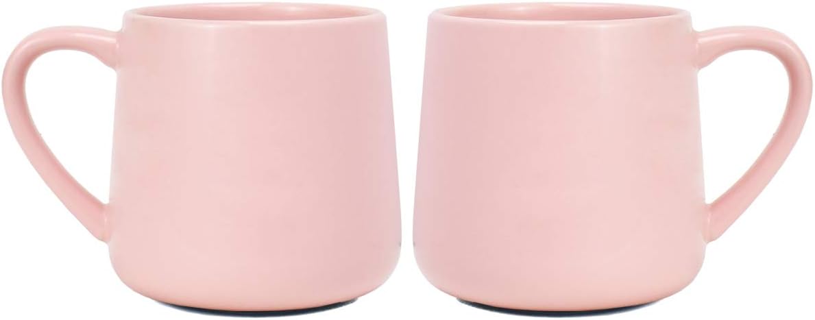 Glossy Ceramic Coffee Mugs Set of 2, Tea Cup for Office and Home, 18 oz, Suitable for Dishwasher and Microwave(Pink, 2)