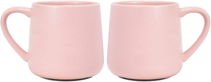 Glossy Ceramic Coffee Mugs Set of 2, Tea Cup for Office and Home, 18 oz, Suitable for Dishwasher and Microwave(Pink, 2)