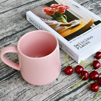 Glossy Ceramic Coffee Mugs Set of 2, Tea Cup for Office and Home, 18 oz, Suitable for Dishwasher and Microwave(Pink, 2)
