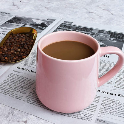 Glossy Ceramic Coffee Mugs Set of 2, Tea Cup for Office and Home, 18 oz, Suitable for Dishwasher and Microwave(Pink, 2)