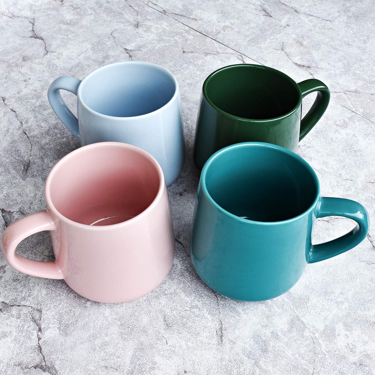 Glossy Ceramic Coffee Mugs Set of 2, Tea Cup for Office and Home, 18 oz, Suitable for Dishwasher and Microwave(Pink, 2)