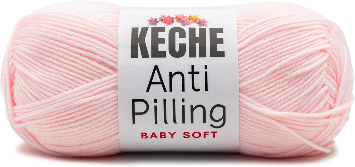 Soft DailyKnit DK Yarn, 100% Anti-Pilling Acrylic for Knitting Crocheting, Light Weight #3 (3.52 oz / 274 Yds) 1 Skein - Blush Pink