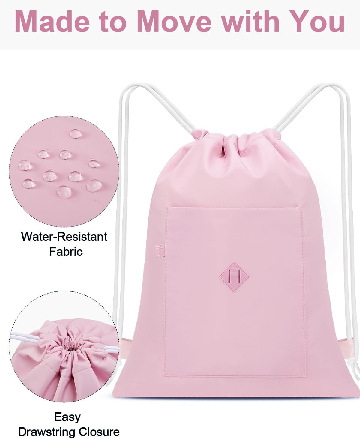 Drawstring Backpack with Wet Pocket, Sports Gym Sackpack for Women