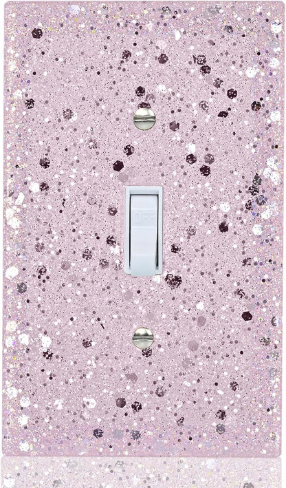 Pink Glitter Light Switch Cover, 5.1"x3.15", Single Toggle