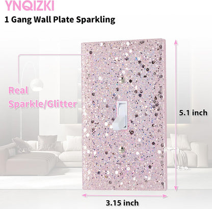 Pink Glitter Light Switch Cover, 5.1"x3.15", Single Toggle