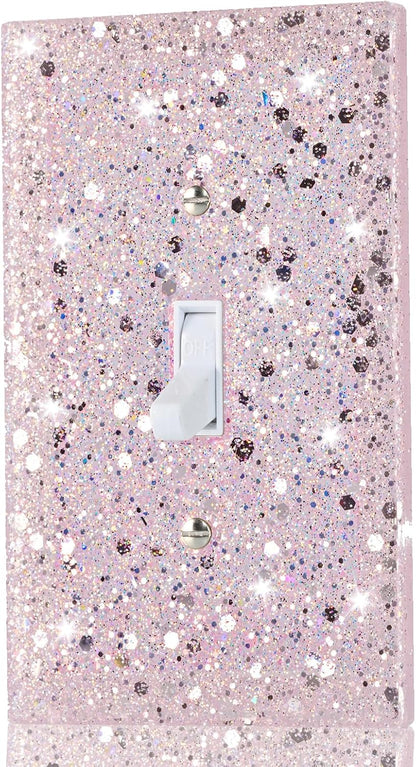 Pink Glitter Light Switch Cover, 5.1"x3.15", Single Toggle