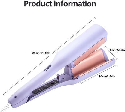 French Wave Curling Iron - 2024 New Wave Curling Iron for Long Short Hair with 4 Temp, S Shape Hair Curler for Women, Portable Electric Curling Heated Styling Comb Anti-Scald 15s Fast Heating (Pink)