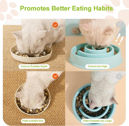 Slow Feeder Bowl for Cats and Small Dogs, Fish Pool Design, Fun Interactive Bloat Stop Puzzle Feeder Bowl Healthy Eating Diet Made of Melamine Food Grade Material